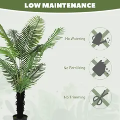 HOMCOM 175cm Artificial Areca Palm Tree with 16 PE Leaves, Decorative Artificial Plant with Plastic Pot and Flocked Soil, Fake Plant for Home Office Decor, Green - 6
