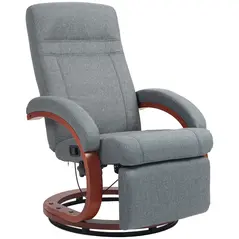 HOMCOM 135° Manual Reclining Swivel Chair, with Footrest - Grey - 1