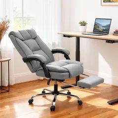 HOMCOM 155° Reclining Faux Leather Swivel Office Chair -Black - 2