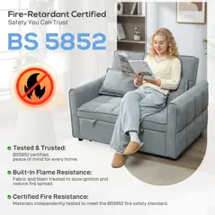 HOMCOM 2 Seater Sofa Bed, 3-in-1 Convertible Sleeper Sofa with Click-clack Adjustable Backrest and 2 Pillows, Grey - 9