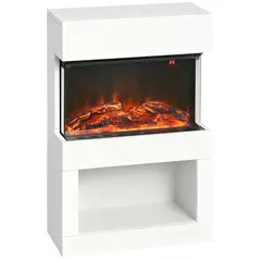 HOMCOM 19" Electric Fireplace with Surround, 3D Flame Effect, 6 Colours & 3 Brightness Levels, 1000W/2000W White Electric Fire and Mantel Reach up to 30㎡ Space with Remote & Timer, 3 Sided View - 1