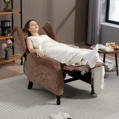 HOMCOM 150° Reclining Vintage Armchair, with footrest - Brown - 8