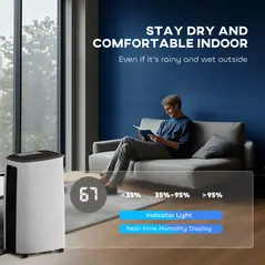 HOMCOM 16l/Day Dehumidifier, with Washable Filter and Timer - White - 8