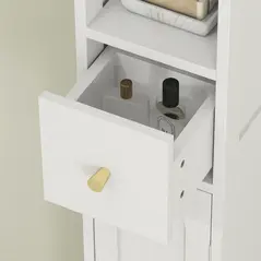 HOMCOM 185 cm Tall Bathroom Cabinet with Arched Doors - White - 9