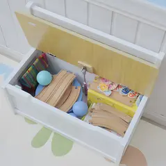 HOMCOM 2 In 1 Wooden Toy Box, Seat Storage Bench, Storage Chest Cabinet Organiser, with Safety Pneumatic Rod - 7