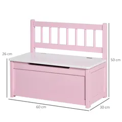 HOMCOM 2 In 1 Wooden Toy Box, Seat Storage Bench, Storage Chest Cabinet Organiser with Safety Pneumatic Rod, Pink - 3