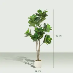 HOMCOM 180cm Artificial Fiddle Leaf Fig Tree - Green - 3