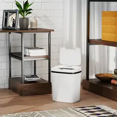 HOMCOM 15L Sensor Bin, Automatic Touchless Kitchen Bin, Easy Clean, Battery Operated for Home Office, Bedroom, Bathroom, White - 7