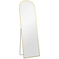 HOMCOM 162cm Aluminium Frame Standing Mirror - Gold - 1