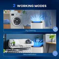 HOMCOM 16l/Day Dehumidifier, with Washable Filter and Timer - White - 5