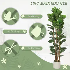 HOMCOM 180cm Artificial Fiddle Leaf Fig Tree - Green - 5