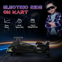 HOMCOM 12V Kids Electric Go Kart with Music, LED Lights, Slow Start, Black - 7