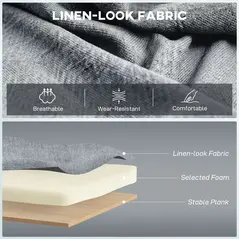 HOMCOM 2 Seater Sofa, Linen-look Fabric Small Sofa with Wing Back, Thick Seat, Metal Legs, Light Grey - 4