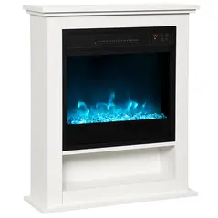 HOMCOM 1800W Adjustable Faux Flame Electric Fireplace - White - 1