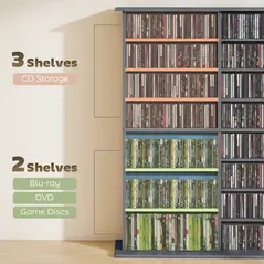 HOMCOM 16-Compartment Media Shelf - Grey - 8