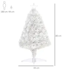 HOMCOM 2.5FT Prelit Artificial Tabletop Christmas Tree with Fibre Optics Holiday Home Xmas Decoration for Table and Desk, White - 3