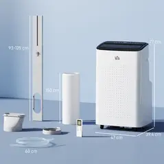 HOMCOM 14000 BTU Mobile Air Conditioner for Room up to 35m², Smart Home WiFi Compatible, with Dehumidifier, Fan, 24H Timer - 3
