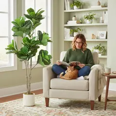 HOMCOM 180cm Artificial Fiddle Leaf Fig Tree - Green - 2