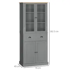 HOMCOM 180cm Tall Kitchen Pantry Cupboard, Freestanding Storage Cabinet with 5 Tier, Adjustable Shelves,  Drawer, Grey - 3