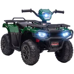 HOMCOM 12V Kids Quad Bike with Forward, Reverse Functions, Ride-On ATV w/ Music, LED, Headlights, for Ages 3-5 Years - Green - 1
