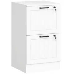 HOMCOM 2 Drawer Filing Cabinet with Lock, Office Storage Cabinet with Adjustable Hanging Bars for A4 Letter Size Files, White - 1
