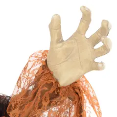 HOMCOM 183 cm Life Size Halloween Animated Standing Fat-Faced Witch with Red Light Up Eyes, Sound Activated Moving Arms & Head, Scary Witch Halloween Decorations, Battery Operated, Indoor Party Props - 8