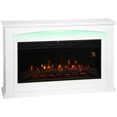 HOMCOM 2000W 5118 BTU Faux Flame Fireplace - White - 1
