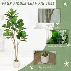 HOMCOM 150cm Artificial Ficus Tree - Green - 3