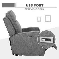 HOMCOM 150° Electric Reclining Chair, with USB port and Footrest - Charcoal Grey - 7