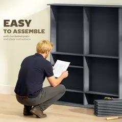 HOMCOM 16-Compartment Media Shelf - Grey - 7