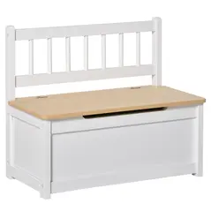 HOMCOM 2 In 1 Wooden Toy Box, Seat Storage Bench, Storage Chest Cabinet Organiser, with Safety Pneumatic Rod - 1