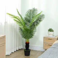 HOMCOM 150cm Artificial Areca Palm Tree with 12 PE Leaves, Decorative Artificial Plant with Plastic Pot and Flocked Soil, Fake Plant for Home Office Decor, Green - 9