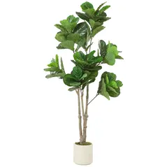 HOMCOM 180cm Artificial Fiddle Leaf Fig Tree - Green - 1