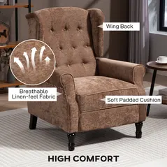 HOMCOM 150° Reclining Vintage Armchair, with footrest - Brown - 5