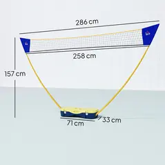 HOMCOM 2.8m Portable Folding Badminton Net Set with 4 Badminton Rackets and 2 Nylon Shuttlecocks, for Adults Kids Indoor Outdoor Exercise Training - 3