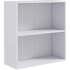 HOMCOM 2 Tier Bookshelf, Low Bookcase with Adjustable Shelf, 2 Compartments for Home Office, Living Room, Study, White - 1