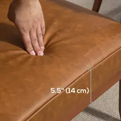 HOMCOM 2 Pack Retro-Style Accent Chair, with Faux Leather Seat - Brown - 7