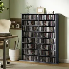 HOMCOM 16-Compartment Media Shelf - Grey - 2