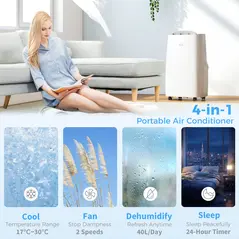 HOMCOM 14000 BTU Multi-Mode Mobile Air Conditioner, with Mounting Kit - 4