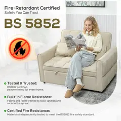 HOMCOM 2 Seater Sofa Bed, 3-in-1 Convertible Sleeper Sofa with Click-clack Adjustable Backrest and 2 Pillows, Light Brown - 9