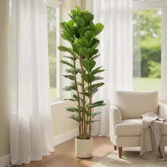 HOMCOM 180cm Artificial Fiddle Leaf Fig Tree - Green - 2