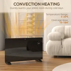 HOMCOM 1500W 5-35℃ Smart Control Heater - Black - 5