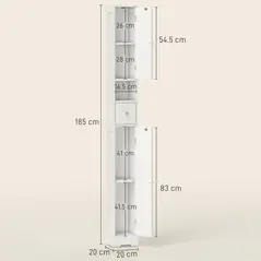 HOMCOM 185 cm Tall Bathroom Cabinet with Arched Doors - White - 3