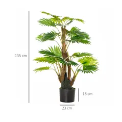 HOMCOM 2 Pack Artificial Plant Palm Tree in Pot, Fake Plants for Home Indoor Outdoor Decor, 135cm, Green - 3
