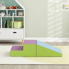 HOMCOM 2 Piece Soft Play Set for Toddler Climb and Crawl, for 12-36 Months, Blue - 8