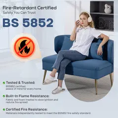 HOMCOM 2 Seater Sofa, Linen-look Fabric Small Sofa with Wing Back, Thick Seat, Metal Legs, Dark Blue - 8