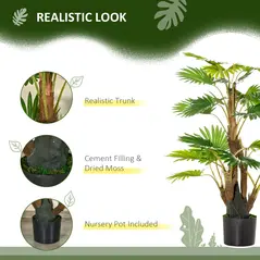 HOMCOM 2 Pack Artificial Plant Palm Tree in Pot, Fake Plants for Home Indoor Outdoor Decor, 135cm, Green - 4