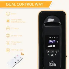 HOMCOM 1500W Digital Oil Filled Radiator, 7 Fin, Portable Electric Heater with LED Display, 24-Hour Timer, 3 Heat Settings, Safety Cut-Off and Remote Control, Black - 5