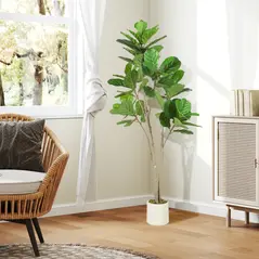 HOMCOM 150cm Artificial Ficus Tree - Green - 8