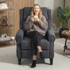 HOMCOM 132° Recliner Armchair, with Extended Footrest - Dark Grey - 8